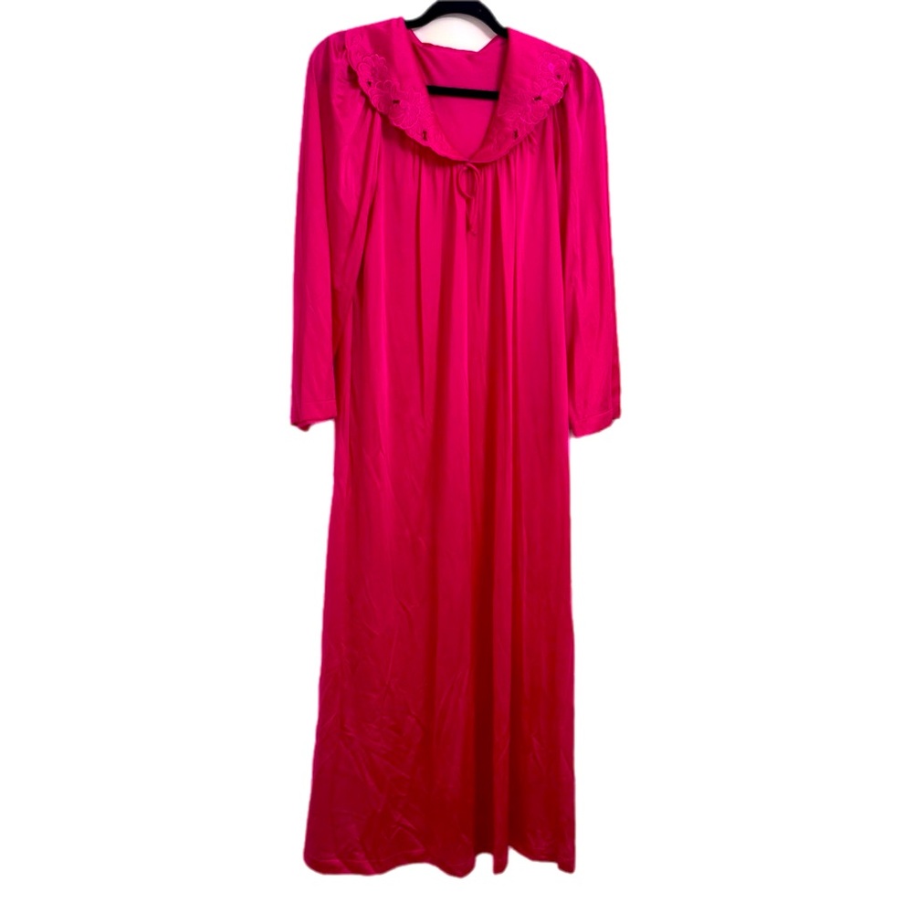 Shadowline Vintage Nylon Long sleeve Nightgown Raspberry Pink size Small